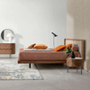 Modern Bedroom Bed, Wooden Bed walnut fabric bed