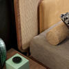 Modern Bedroom Bed, Wooden Bed walnut fabric bed