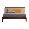 Modern Bedroom Bed, Wooden Bed walnut fabric bed