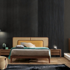 Modern Bedroom Bed, Wooden Bed walnut fabric bed